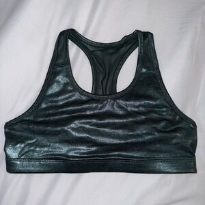 Old Navy Girls XL 14-16 Go-Dry Metallic Green Shimmer Racerback Sports Bra